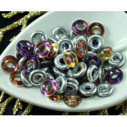 40pcs Crystal Dichroické Vitrail Fialová Polovina české Sklo Ploché Prsten Korálky O Velký Otvor ve Tvaru Donut 8 mm