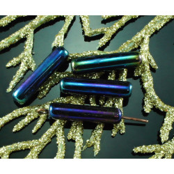 20ks Metallic Iris české Sklo Blue Round Tube Korálky 20mm x 5mm