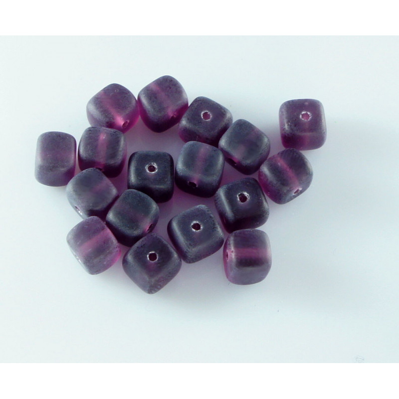 Matné Tmavě Fialové českého Skla Cube Beads Český Distanční 5mm x 6mm 40ks