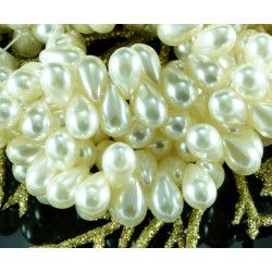 20ks White Pearl Svatební Slza české Skleněné Korálky 10mm x 6mm