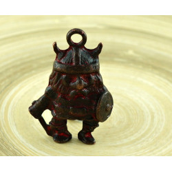 1ks Viking Trpaslík Gnome české Červená Patina ve Věku Mědi Přívěsek 25mm x 35mm