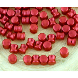 60pcs Matná Lava Red PRECIOSA Pellet Diablo Dogbone české Skleněné Korálky 4mm x 6mm