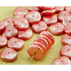 12ks Pastelové Pearl Light Coral Red Valentine Růžová Vlnka Kulatý Zamával Disk Disk Washer Jeden Otvor české Skleněné Korálky