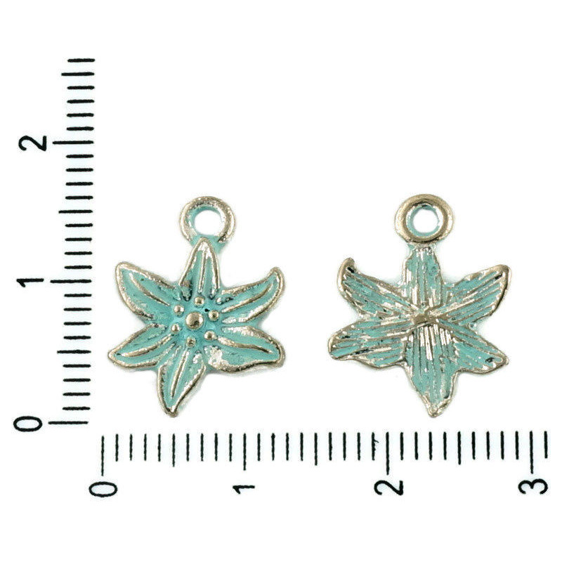 Kovový přívěsek ve tvaru stříbrný starožitný vzhled patina rozměry 13 mm x 16 mm 12 kusů