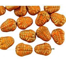 Tvarované korálky neprůhledné, terakota tvar trilobita zkameněliny fosílie 10 mm x 8 mm 6 kusů