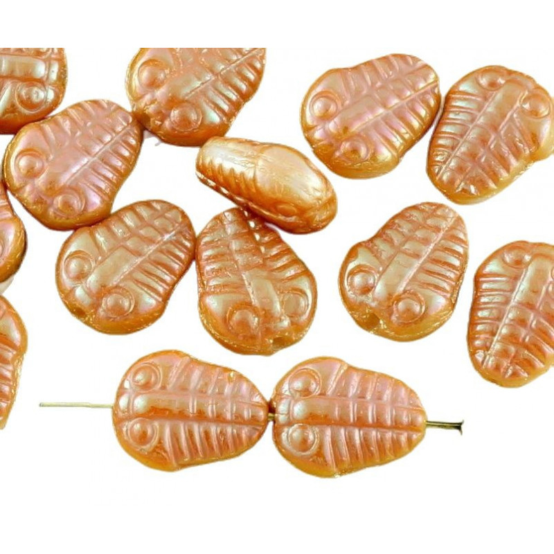 Tvarované korálky neprůhledné, lesklé, tvar trilobita zkameněliny fosílie 10 mm x 8 mm 6 kusů