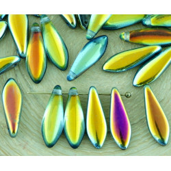 Protáhlé korálky z českého skla rozměry 5 mm x 16 mm 30 kusů