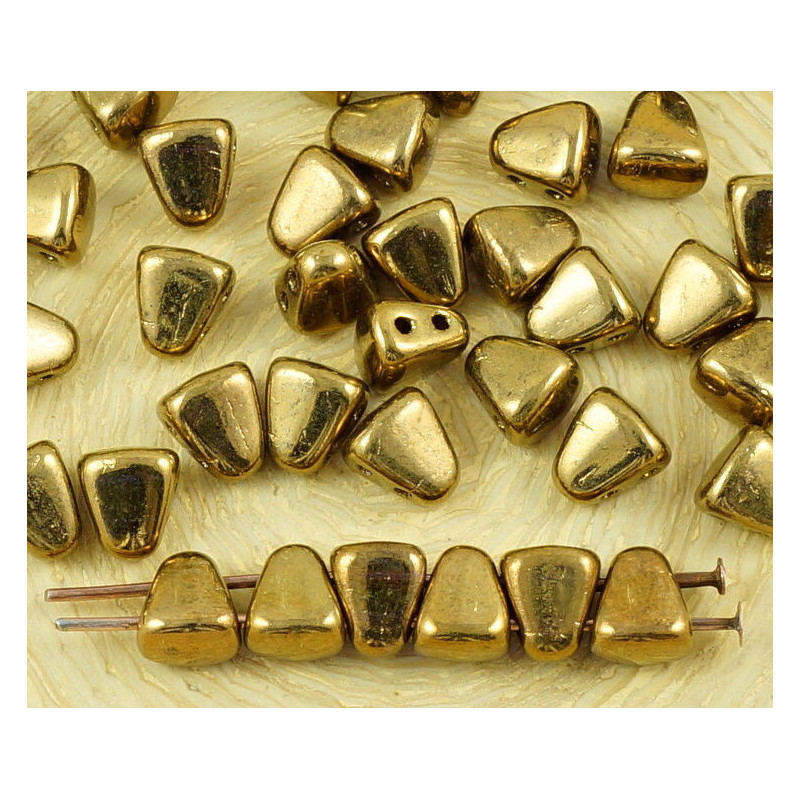 60pcs Kovové Zlato Bronz Krystal Hrot-Bit Matubo Czech Glass 2 se Dvěma otvory Trojúhelníku Lichoběžník Korálky 5mm x 6mm