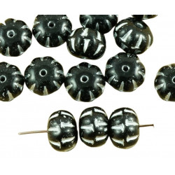 Tvarované kulaté korálky z českého skla hránkované, neprůhledné, Halloween dýně, rozměry 11mm x 8mm 8 ks