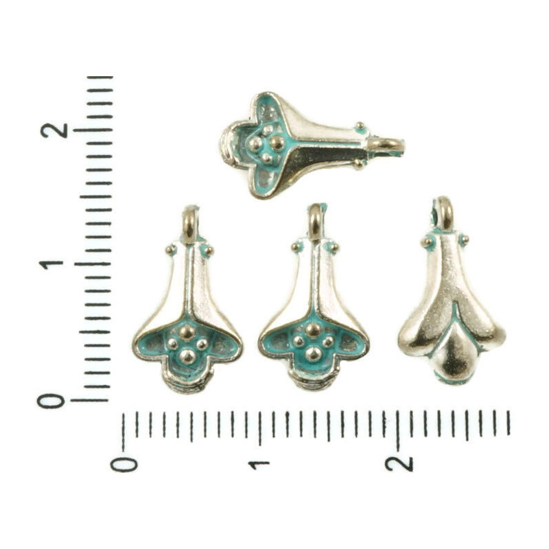 Kovový přívěsek stříbrný starožitný vzhled rozměry 8 mm x 14 mm 24 kusů