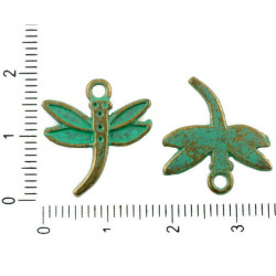 Velký kovový přívěsek bronzový starožitný vzhled patina vážky rozměry 18 mm x 19 mm 14 kusů