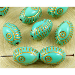 Oválné korálky neprůhledné, detaily egyptské oko talisman rozměry 13 mm x 9 mm 8 kusů