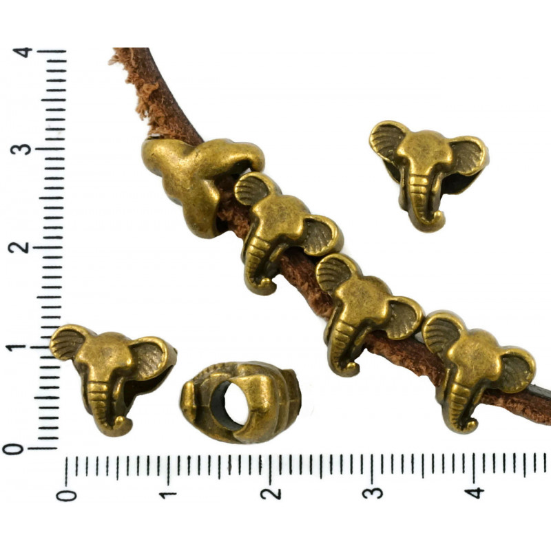 8ks Antické Bronzové Tón Velké Díry Evropské Pandora Styl Slon Zvířat Přívěsky Korálky 12mm x 8mm