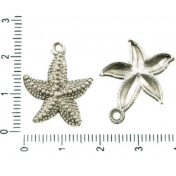 Velký kovový přívěsek starožitný stříbrný vzhled hvězdice moře rozměry 19 mm x 23 mm 8 kusů