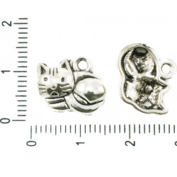 Kovový přívěsek ve tvaru kočky stříbrný starožitný vzhled rozměry 15 mm x 12 mm 12 kusů