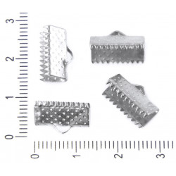 Kovové svorky koncovky se zuby pro provázky šňůrky stuhy tvoření šperků, náramků, rozměry 13 mm 25 kusů