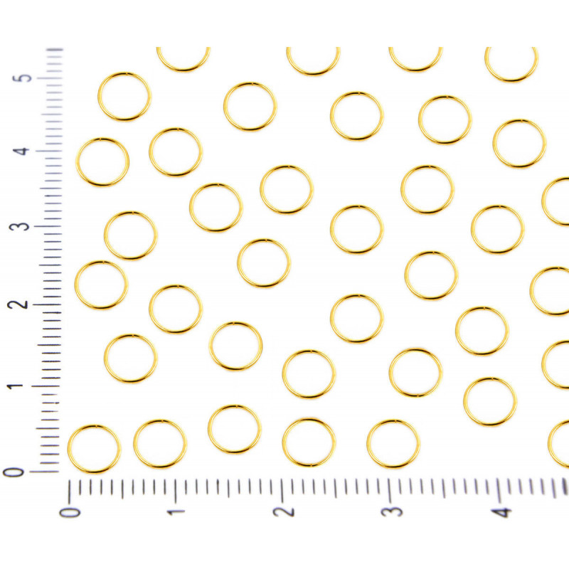 Uzavřené kovové kroužky pozlacené, spojovací kroužky pro tvoření, výrobu šperků, rozměry 5 mm x 0, 7 mm 250 kusů