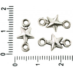 30ks Starožitné Stříbro Tón Star 2 se Dvěma otvory Konektor Půvaby české Kovové Nálezy 14mm x 8mm