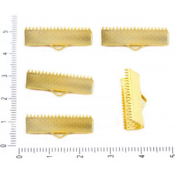 Kovové svorky koncovky se zuby pro provázky šňůrky stuhy tvoření šperků, náramků, rozměry 20 mm 20 kusů