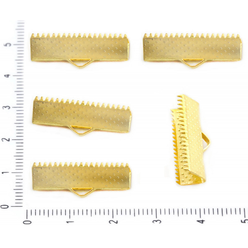 Kovové svorky koncovky se zuby pro provázky šňůrky stuhy tvoření šperků, náramků, rozměry 22 mm 20 kusů