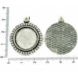 2ks Starožitné Stříbro Tón Kulatý Přívěsek Cabochon Nastavení, řecké Bezel Prázdný Zásobník Kovová Základna Fit Cameo 18mm