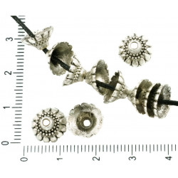 Kulaté vypouklé kovové korálky stříbrný starožitný vzhled tvar květiny Bali rozměry 10 mm 24 kusů