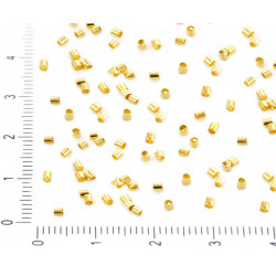 Kovové krimpovací korálky válečky pro výrobu šperků, tvoření, rozměry 1, 6 mm x 1, 5 mm dírka 1 mm 5g 1000 kusů