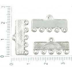 Náušnicové ramínko starožitný stříbrný vzhled obdélníkové, s šesti očky konektor náušnice 21 mm 12 kusů
