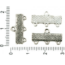 Náušnicové ramínko starožitný stříbrný vzhled obdélníkové, se čtyřmi očky konektor náušnice 18 mm 20 kusů