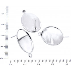 Kovové náušnicové lůžko oválné, s očkem velikost 18 mm x 13 mm 4 kusy