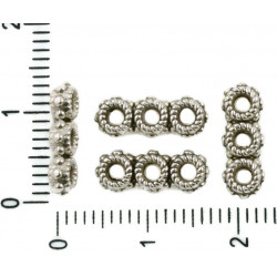 Kovové korálky konektory kulaté - 3 kroužky stříbrný starožitný vzhled rozměry 5 mm x 13 mm 30 kusů