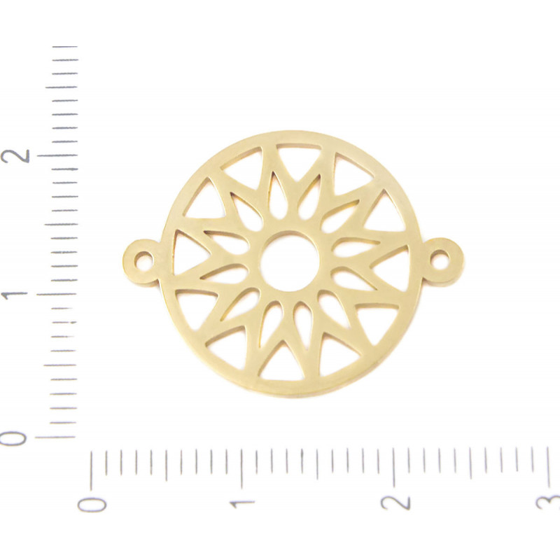 Kovový přívěsek nerezová ocel hypoalergenní, slunce na tvoření šperků, 2 dírky průměr 18 mm 4 kusy