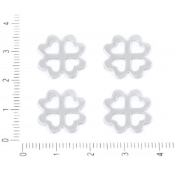 Kovový plochý konektor na náramky nerezová ocel - postříbřená, čtyřlístek štěstí, den sv. Patrika průměr 15 mm 2 kusy