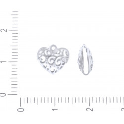 Kovový přívěsek tvar srdce nerezová ocel stříbrný vzhled vyřezávané detaily srdce Valentýn láska průměr 10 mm 4 kusy