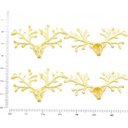 Kovový konektor ve tvaru jeleního paroží, broušený matný zlatý vzhled dvě dírky jižní Korea rozměry 35 mm x 26 mm 2 kusy