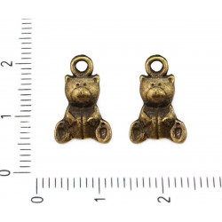 Kovový přívěsek ve tvaru medvídka - hračky starožitný bronzový vzhled dětský motiv rozměry 16 mm x 10 mm dírka 1, 5 mm 4 kusy