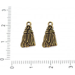 Kovový přívěsek ve tvaru střapce bronzový starožitný vzhled rozměry 8 mm x 16 mm očko 1 mm 4 kusy