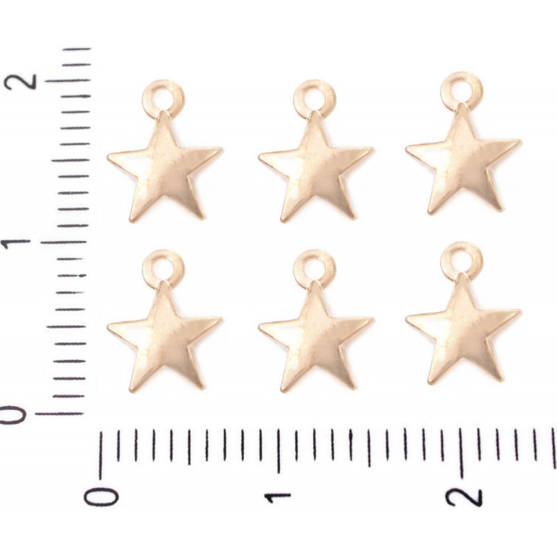 Malý kovový přívěsek ve tvaru hvězdičky pozlacený, velikost 8, 5 mm x 7 mm dírka 1 mm 14 kusů