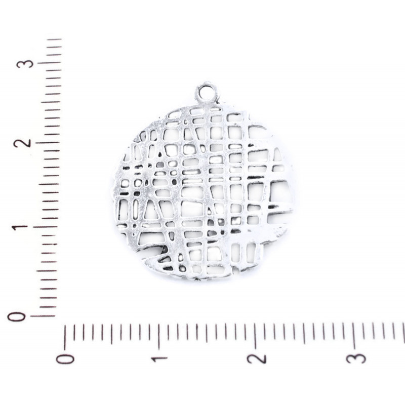 Kovový přívěsek s očkem starožitný stříbrný vzhled kulatý, rozměry 23 mm x 21 mm x 0, 8 mm dírka 1, 5 mm 4 kusy