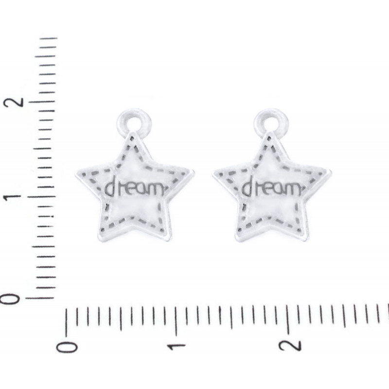 Kovový přívěsek ve tvaru hvězdičky starožitný vzhled nápis "dream", velikost 14 mm x 11 mm dírka mm 8 kusů