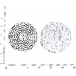 Velký kovový knoflík - kulatý plochý, starožitný stříbrný vzhled průměr 30 mm 2 kusy