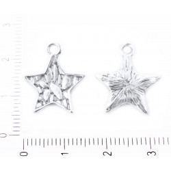 Kovový přívěsek ve tvaru hvězdičky stříbrný starožitný vzhled velikost 18 mm x 16 mm očko 2 mm 8 kusů