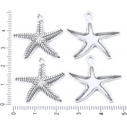 Velký kovový přívěsek starožitný stříbrný vzhled mořský motiv - mořská hvězdice rozměry 25 mm očko 2 mm 2 kusy