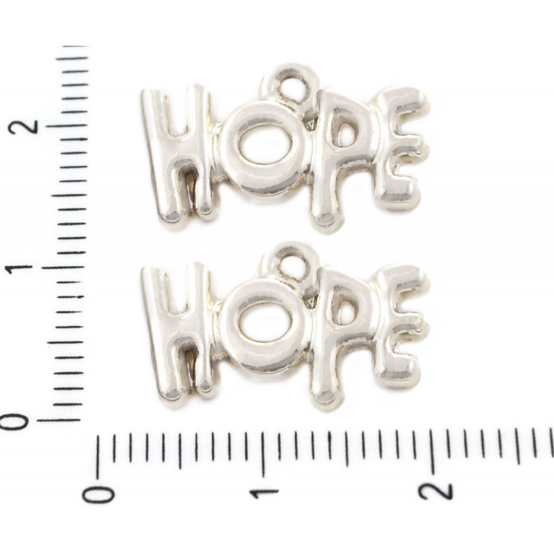 Kovový přívěsek - nápis HOPE pozlacený, rozměry 11, 5 mm x 18, 4 mm očko 1, 2 mm 4 kusy