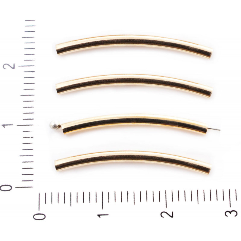 Dlouhé kovové korálky pozlacené, tvarované, oblouk pro výrobu náramků, náhrdelníků, šperků, velikost 25 mm x 2 mm 45 kusů