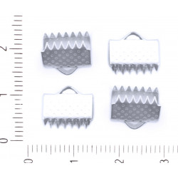 Kovové nerezové ploché svorky stříbrné koncovky se zuby na kůži šňůrky stuhy tvoření šperků, náramků, rozměry 10 mm 10 kusů