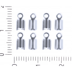 Kovová koncovka na kůži stužky starožitný stříbrný vzhled bižuterní komponent s očkem 7 mm 30 kusů