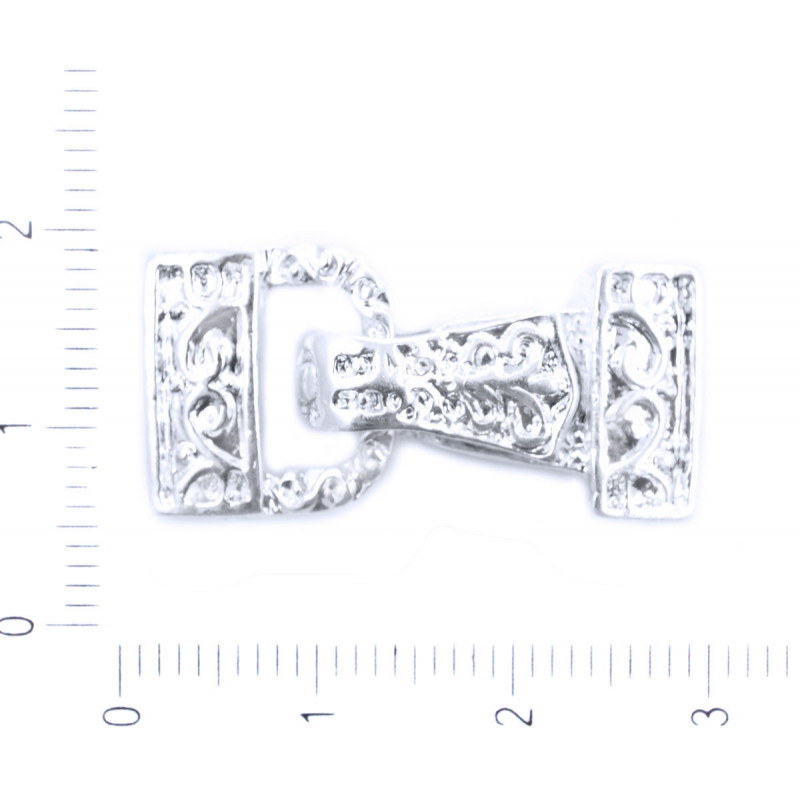 Stříbrná tvarovaná koncovka magnetická spojka stříbrná, hematitová, rozměry 29 mm x 14 mm x 4 mm dírka 1 mm 1 kus