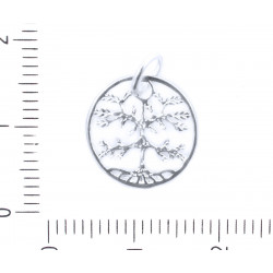 Kovový plochý přívěsek stříbrný 925 strom života velikost 13 mm očko 2 mm 1 kus