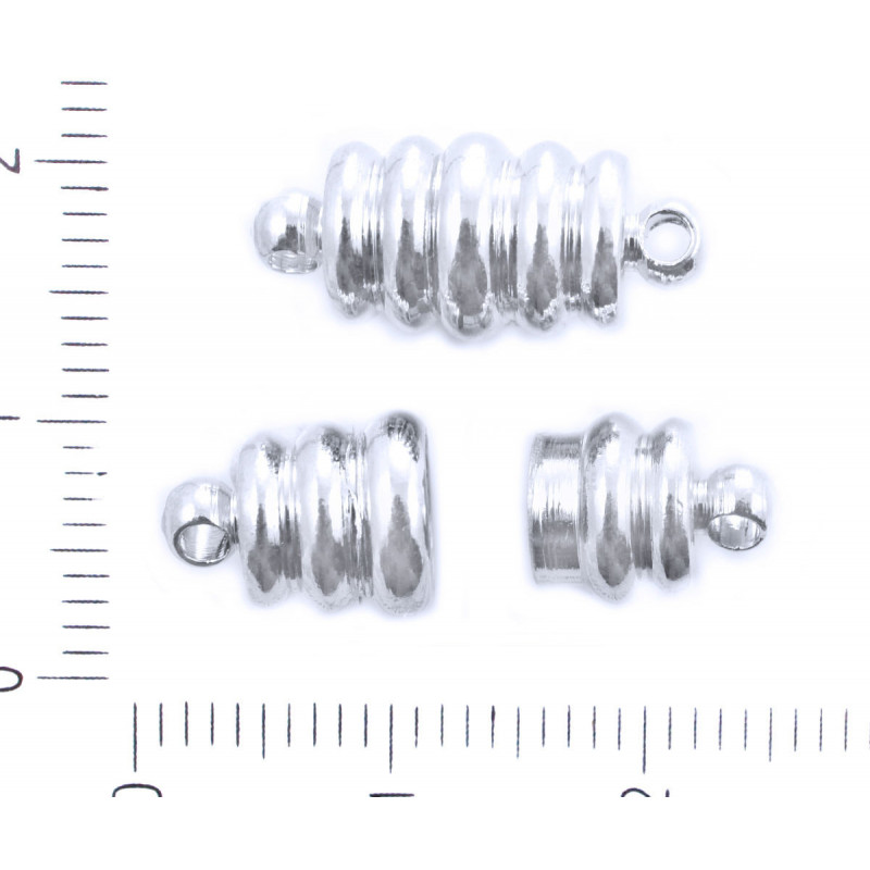 Magnetické koncovky na řetízky náramky náhrdelníky starožitný vzhled stříbrné, platinové, oválné, rozměry 19 mm x 8 mm 2 kusy